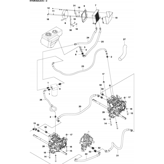 Hydraulic Pump - Motor Assembly-1 for Husqvarna P 524EFI Riders