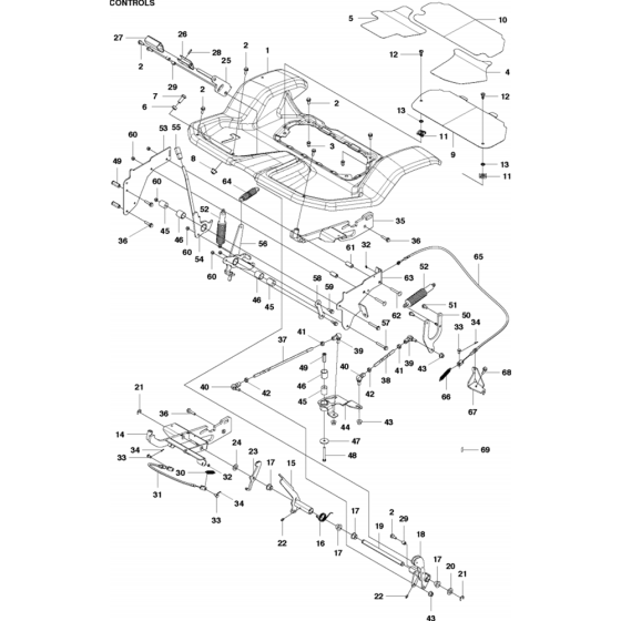 Controls Assembly-1 for Husqvarna P525D Riders