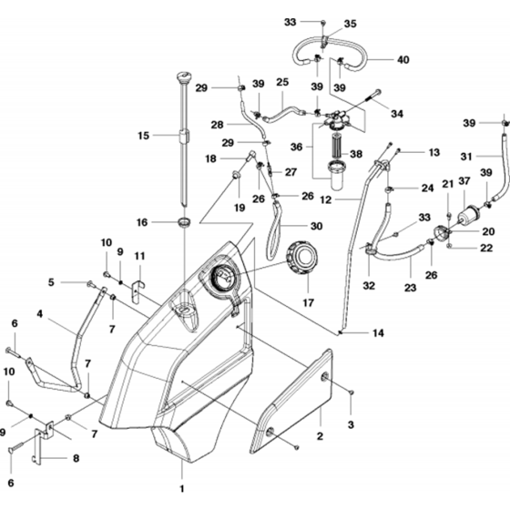 Fuel System Assembly for Husqvarna P525D Riders