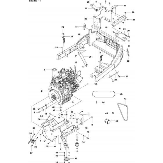 Engine Assembly-2 for Husqvarna P525D Riders