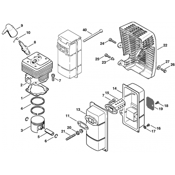 Cylinder Muffler Assembly for Stihl P835, P840 Water Pumps