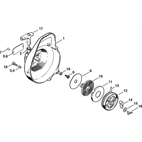 Rewind Starter Assembly for Stihl P835, P840 Water Pumps