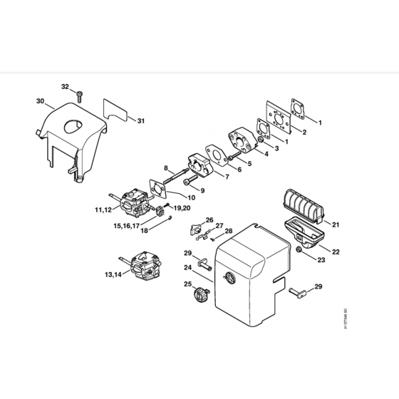 Air Filter, Shroud Assembly for Stihl P835, P840 Water Pumps