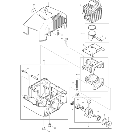 Cylinder Assembly for Makita DBC3300 Brushcutters