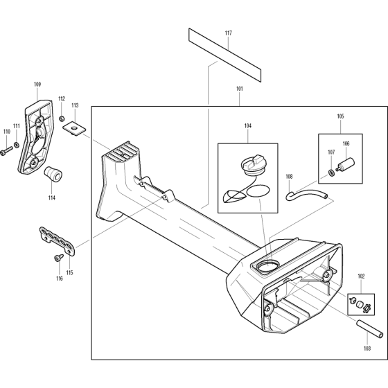 Tank Assembly for Makita DBC3300 Brushcutters