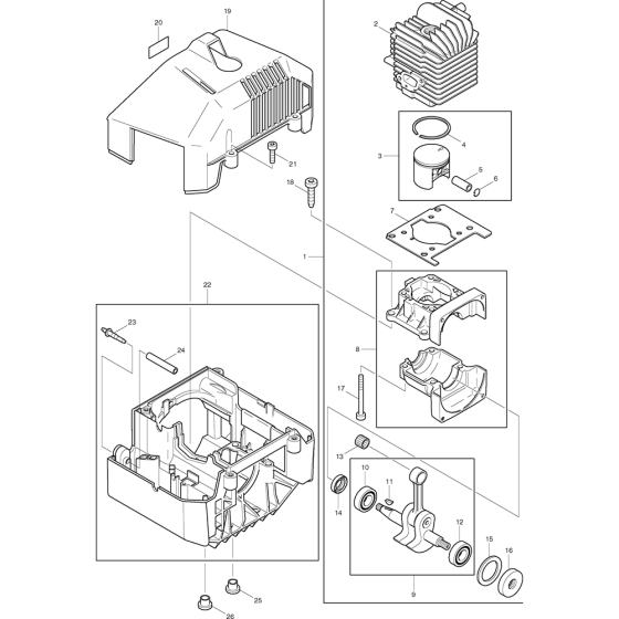 Cylinder Assembly for Makita DBC3310 Brushcutters