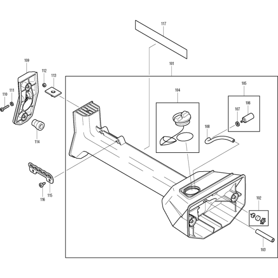 Tank Assembly for Makita DBC4000 Brushcutters