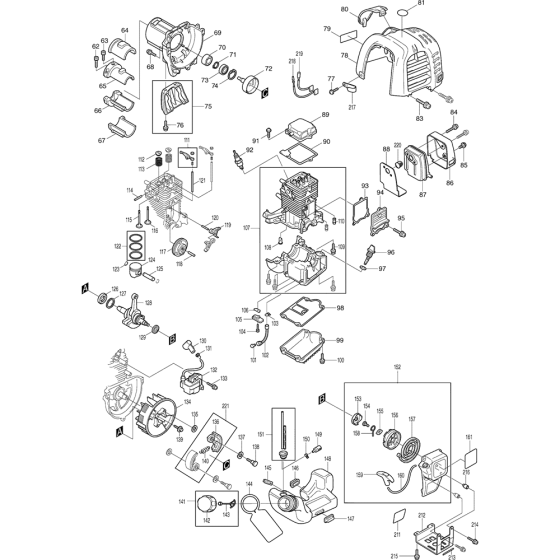 Cylinder Assembly for Makita ER2550LH Brushcutters