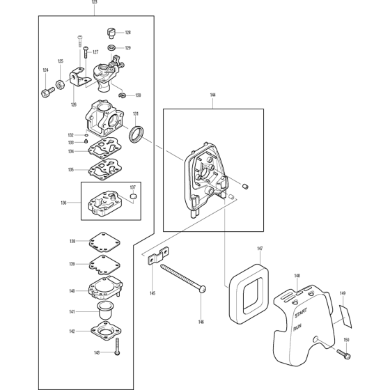 Carburettor Assembly for Makita ETR2500 Brushcutters