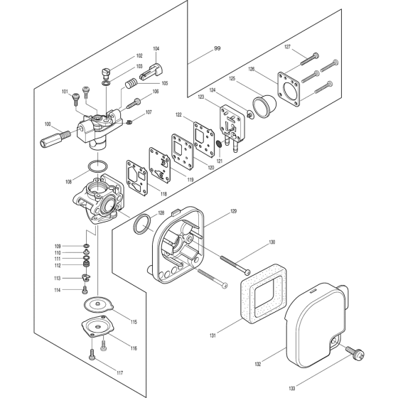 Carburetor Assembly for Makita RBC2110 Brushcutters