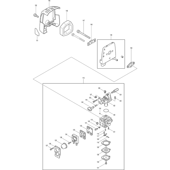 Carburetor Assembly for Makita RBC2510 Brushcutters