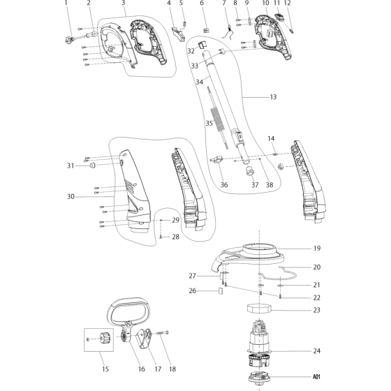 Complete Assembly for Makita UR3000 Brushcutters