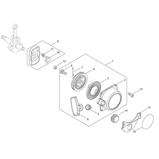 Recoil Starter, Pully for ECHO PB-250 Handheld Blower