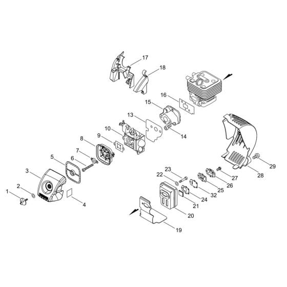 Air Cleaner, Carburettor, Muffler for ECHO PB-251 Handheld Blower