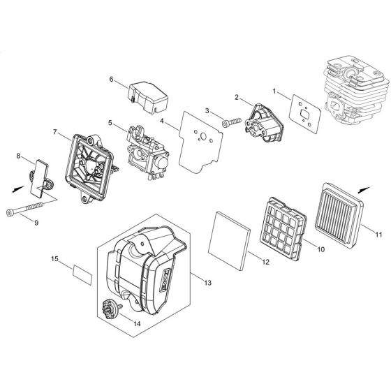 Air Cleaner, Carburettor for ECHO PB-2620 Handheld Blower