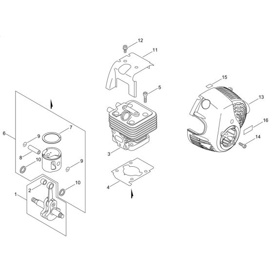 Cylinder, Piston, Crankshaft