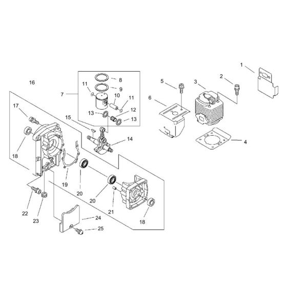 Cylinder, Crankcase, Piston