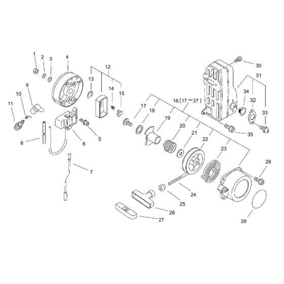 Starter, Magneto, Muffler for ECHO