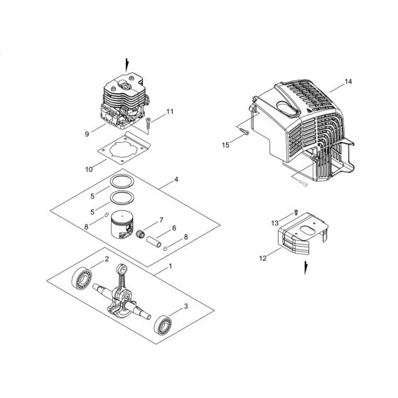 Cylinder, Piston, Crankshaft