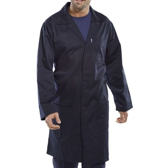 Warehouse Coat Poly/Cotton Fabric Stud Fastening/Rear Vents Navy Blue 32