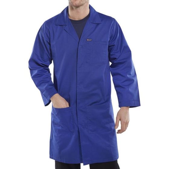 Warehouse Coat Poly/Cotton Fabric Stud Fastening/Rear Vents Royal Blue 34