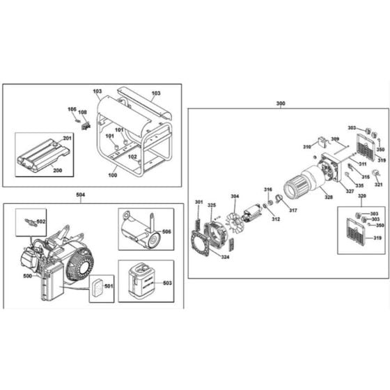 Main Assembly for DeWalt PE242SHI010 Petrol Generator