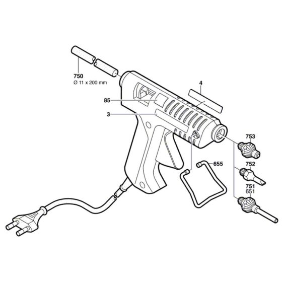 Glue Gun Assembly for Bosch PKP 18 E