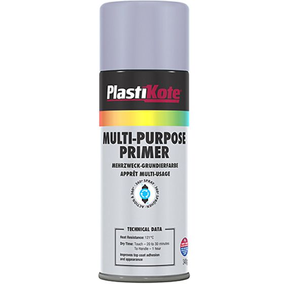 Multi Purpose Enamel Spray Paint Grey Primer 400ml by Plasti-kote - 440.0060108.076