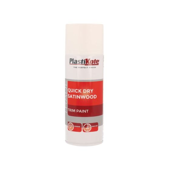 Trade Quick Dry Trim Spray Paint Satinwood White 400ml