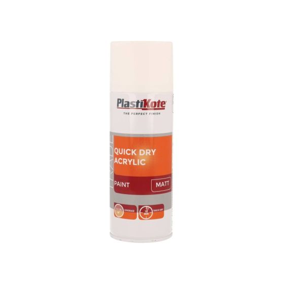 Trade Quick Dry Acrylic Spray Paint Matt White 400ml