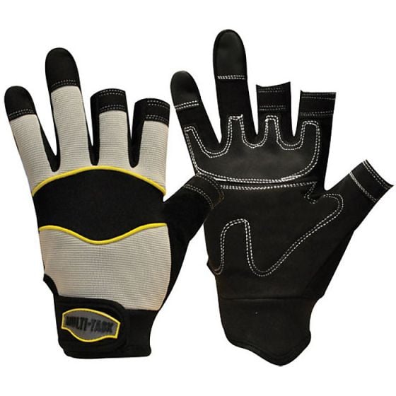 Mechanics Glove Multi-Task 3 Open Fingers Optimum Dexterity & Protection 08