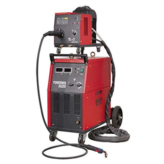 Professional MIG Welder 250Amp 415V 3ph with Binzel Euro Torch & Portable Wire Drive Sealey Part No. POWERMIG6025S