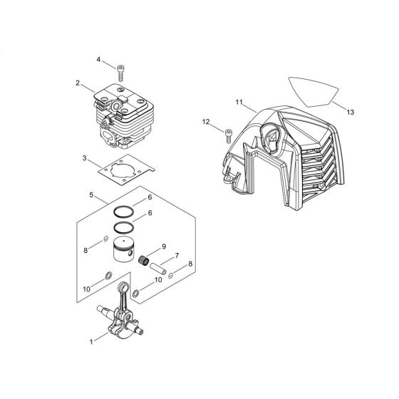Cylinder, Piston, Crankshaft
