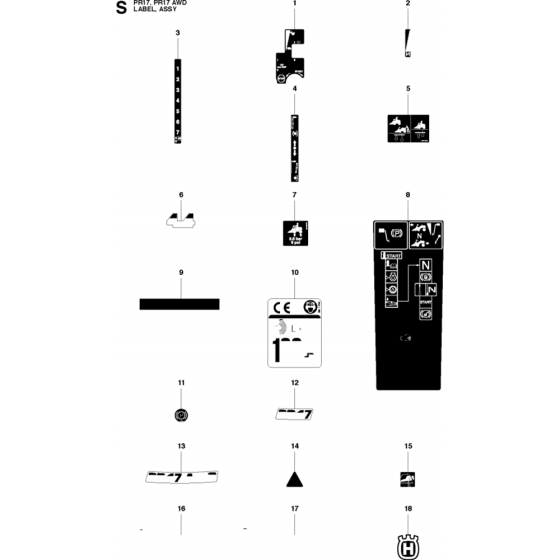 Label Assembly for Husqvarna PR17 Riders