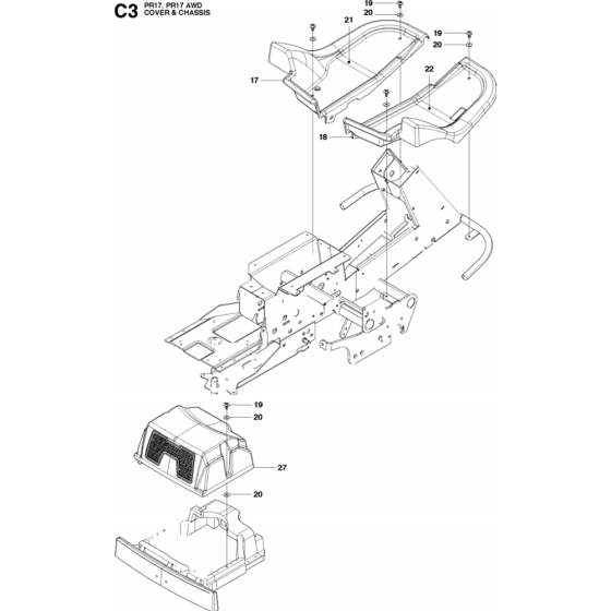 Cover Assembly-3 for Husqvarna PR17 Riders