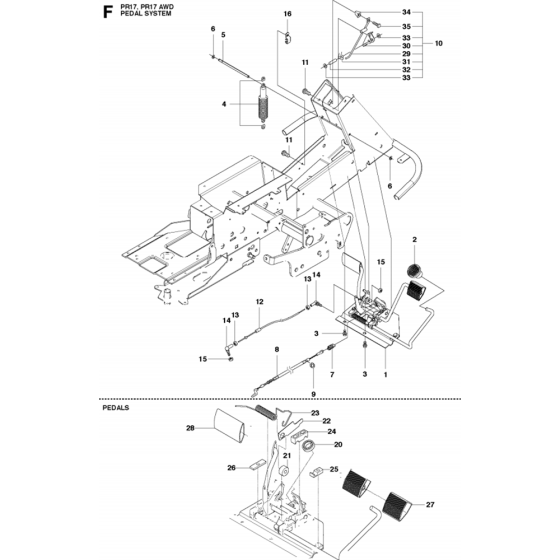 Pedals Assembly for Husqvarna PR17 Riders