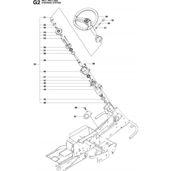 Steering Assembly-2 for Husqvarna PR17 AWD Riders