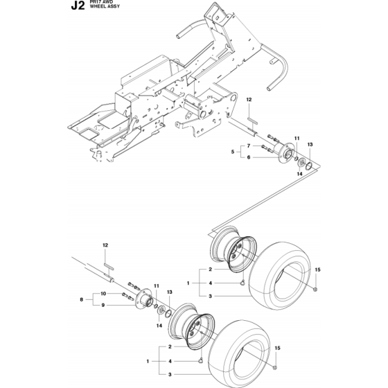 Wheels and Tires Assembly for Husqvarna PR17 AWD Riders