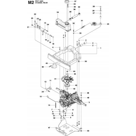 Chassis Rear Assembly for Husqvarna PR17 AWD Riders