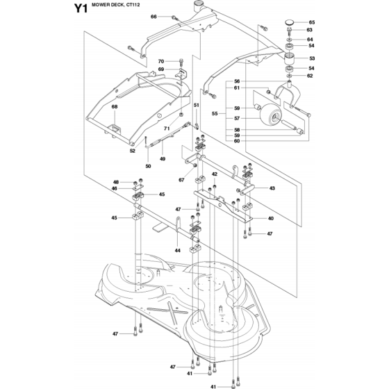 44"/112cm Cutting Deck Assembly-2 for Husqvarna PR17 AWD Riders