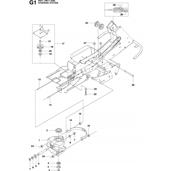 Steering Assembly-1 for Husqvarna PR17 AWD Riders