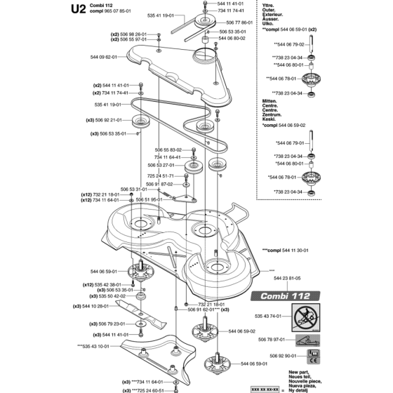 44"/112cm Cutting Deck Assembly-2 for Husqvarna PR18 Riders