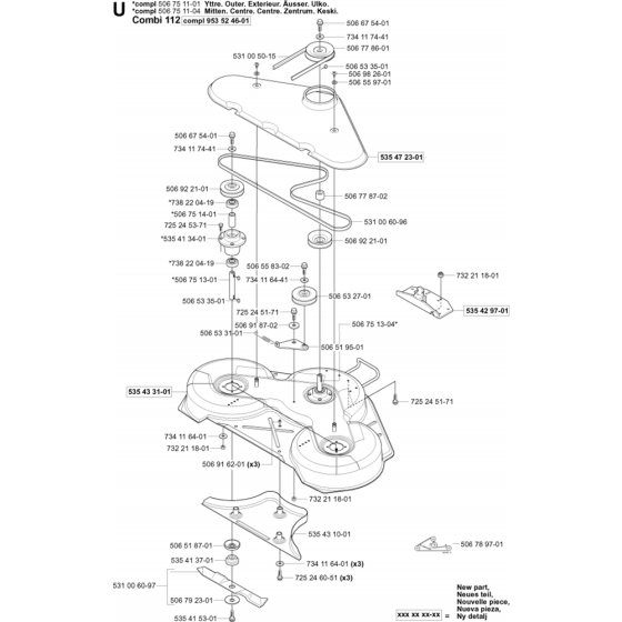 44"/112cm Cutting Deck Assembly for Husqvarna PROFLEX 18 Riders