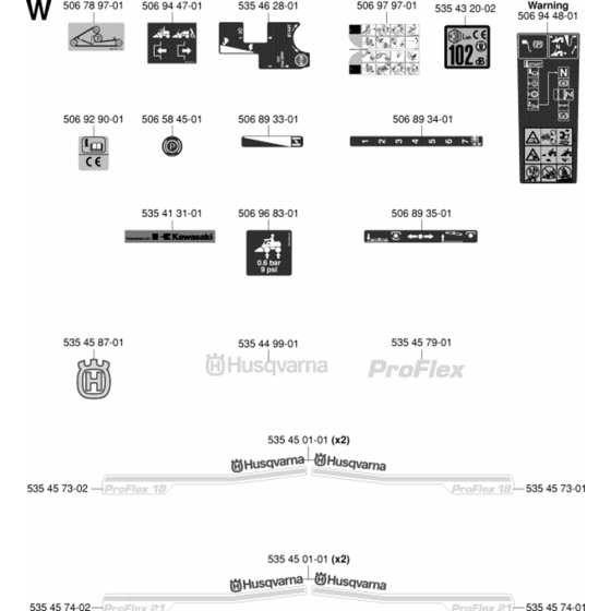 Decals for Husqvarna PROFLEX 18 Riders