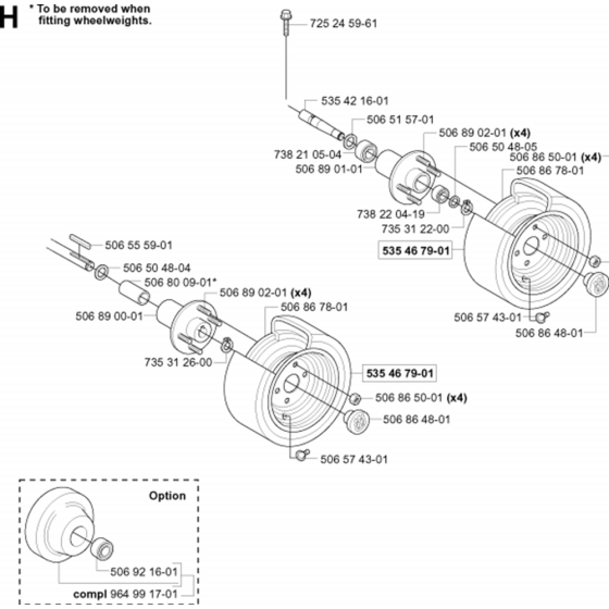 Wheels and Tires Assembly for Husqvarna PROFLEX 18 Riders