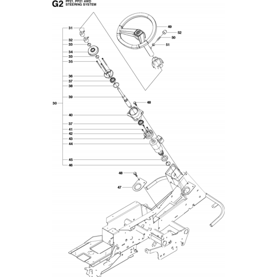 Steering Assembly-2 for Husqvarna PROFLEX 21 Riders