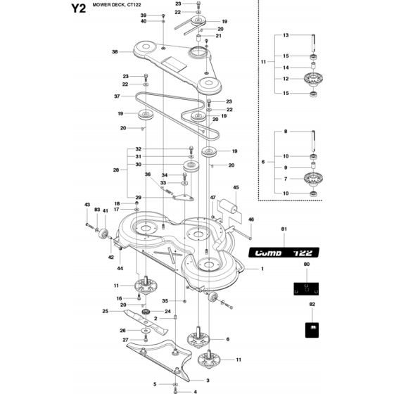 48"/122cm Cutting Deck Assembly-3 for Husqvarna PROFLEX 21 Riders