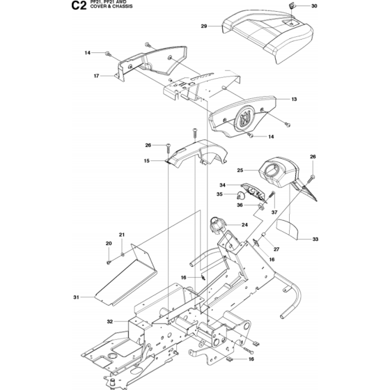 Chassis and Enclosures Assembly-2 for Husqvarna PROFLEX 21 Riders