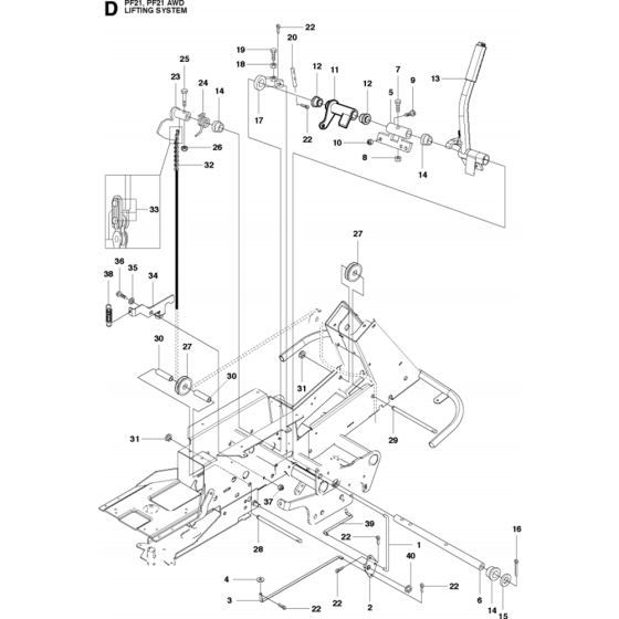 Mower Lift/Deck Lift Assembly for Husqvarna PROFLEX 21 Riders