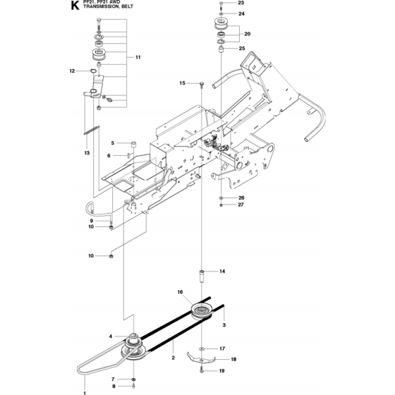 Transmission Assembly-1 for Husqvarna PROFLEX 21 AWD Riders